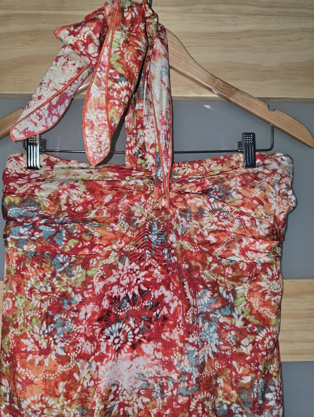 Xhilaration Red Multi Floral Halter Maxi Dress - Picture 4 of 9